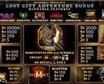 paytable slot machine the mummy