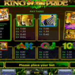 paytable slot online king of the pride